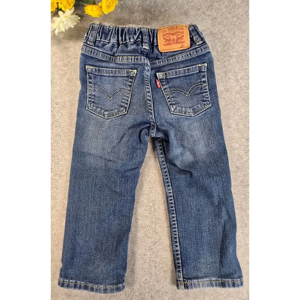 Levis 514 Straight Leg Jeans Toddler Boys Size 24M Blue Denim Elastic Waist